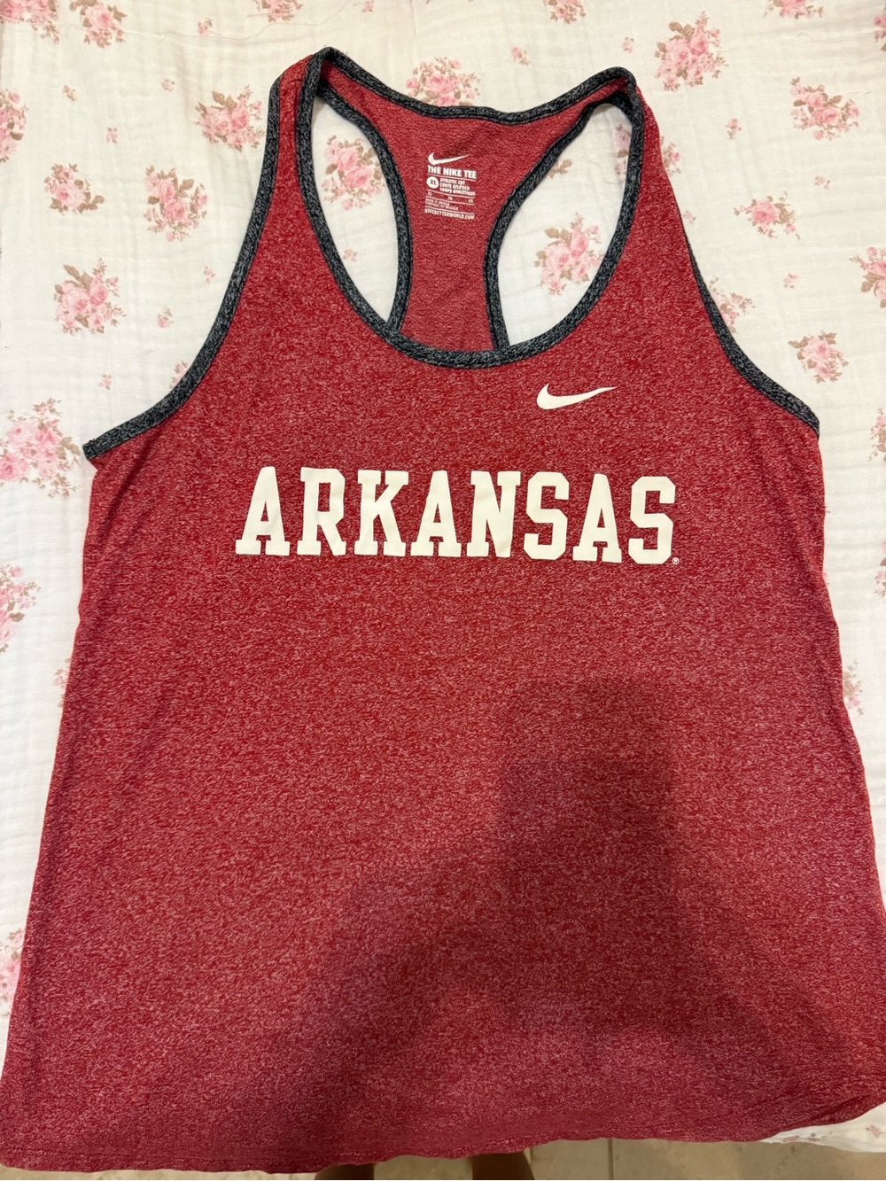 Nike Women's Arkansas Red Racerback Tank with White Logo